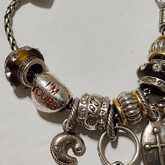 Brighton love, ring, cross, C, "I'm yours" silver‎ plated charm bracelet - Picture 4 of 6